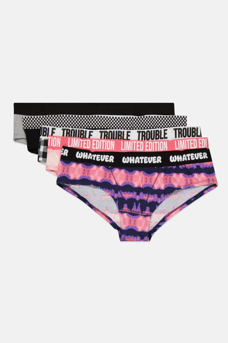 Always A Flirt Women 5 Piece Printed Panties, Grey Combo - Image 3